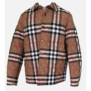 Burberry Forres Men's Navy IP Check Organic Cotton Jacket,‎ oversized, LG
